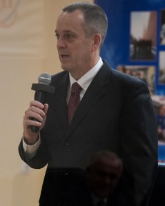 Expedition 55 flight engineer Ricky Arnold of NASA is seen during the State Commission meeting to approve the Soyuz launch of Expedition 55 to the International Space Station, Tuesday, March 20, 2018. Arnold, Soyuz Commander Oleg Artemyev of Roscosmos, and flight engineer Drew Feustel of NASA are scheduled to launch to the International Space Station aboard the Soyuz MS-08 spacecraft on Wednesday, March 21.