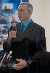 Expedition 55 flight engineer Drew Feustel of NASA is seen during the State Commission meeting to approve the Soyuz launch of Expedition 55 to the International Space Station, Tuesday, March 20, 2018. Feustel, Soyuz Commander Oleg Artemyev of Roscosmos, and flight engineer Ricky Arnold of NASA are scheduled to launch to the International Space Station aboard the Soyuz MS-08 spacecraft on Wednesday, March, 21.