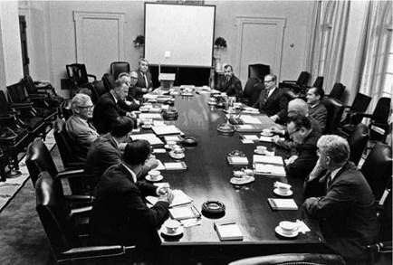 Meeting in the White House to present the STG Report to President Nixon