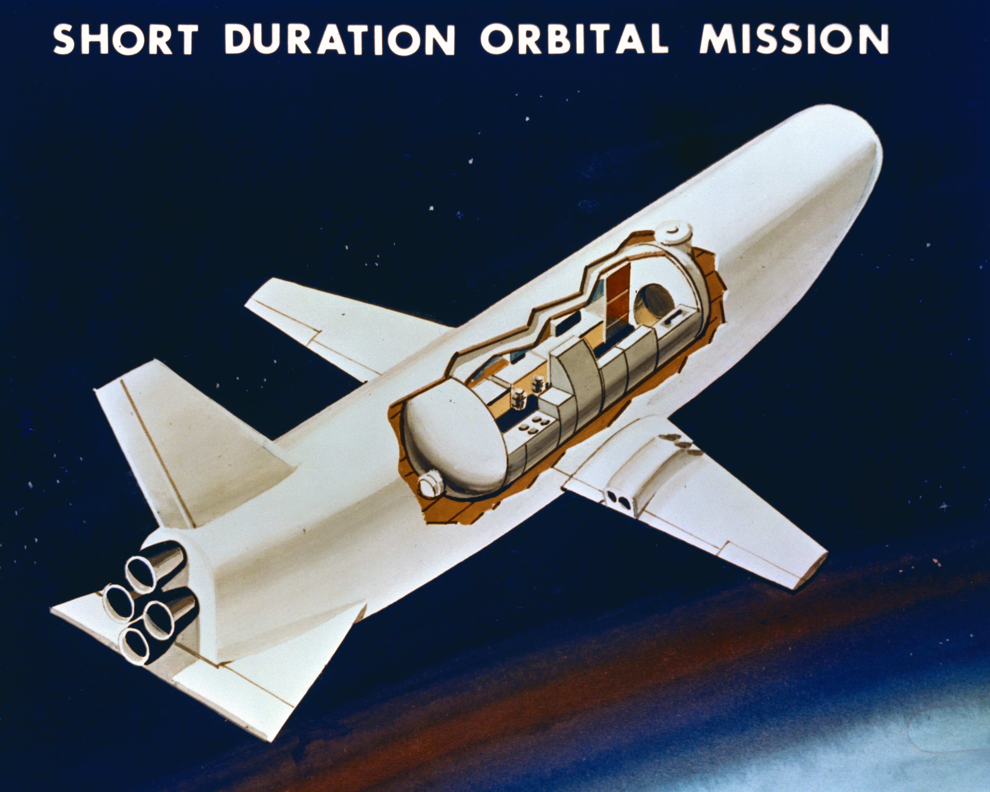 Illustration of a possible space shuttle orbiter from 1969