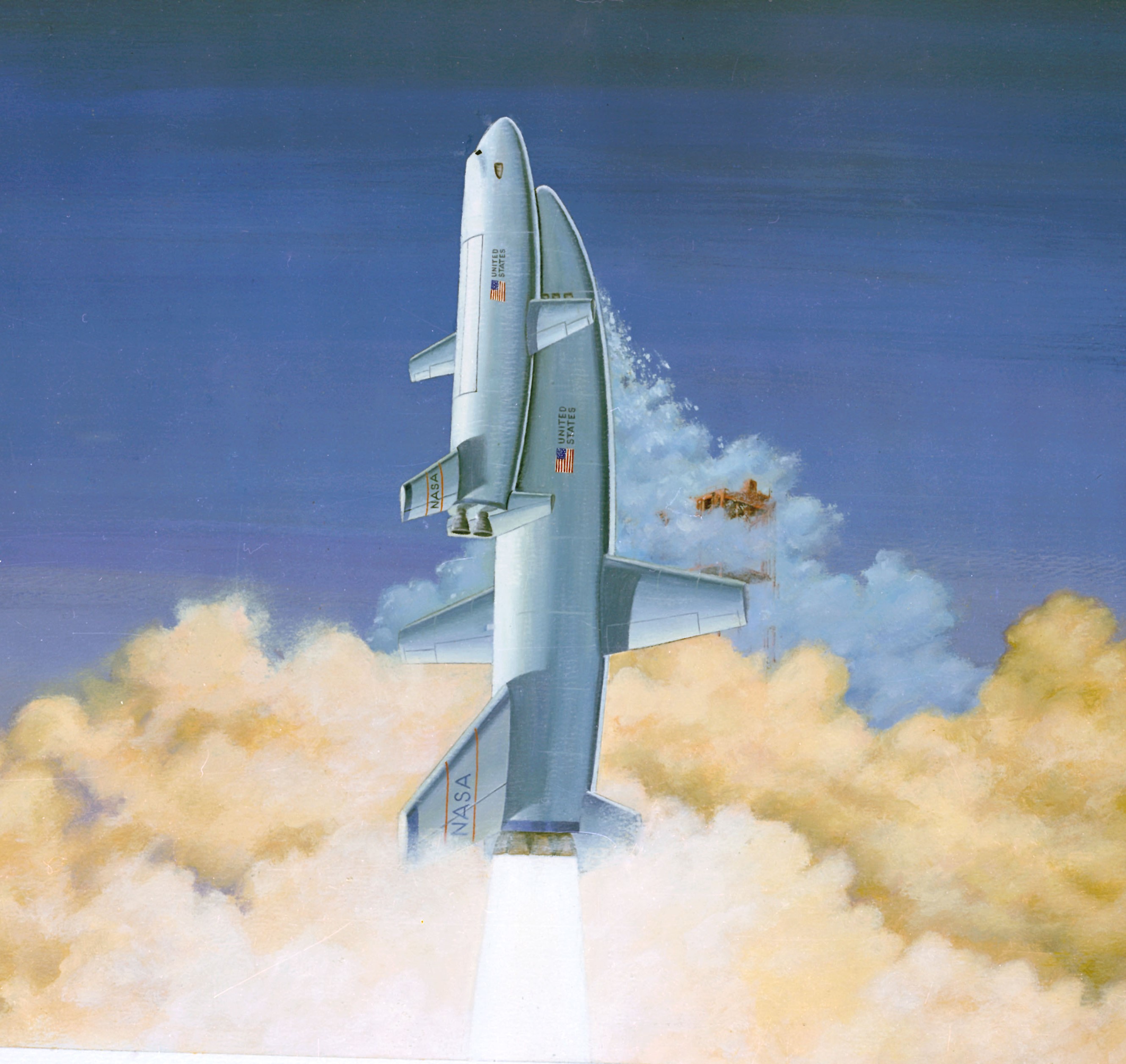 Concept of a fully reusable space shuttle system from early 1969
