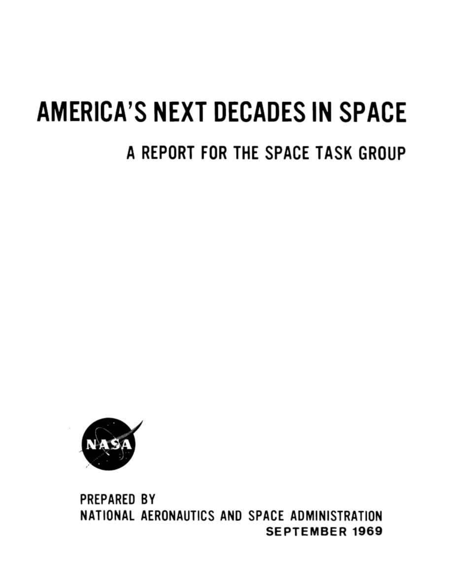Cover page of NASA’s report to the interagency Space Task Group