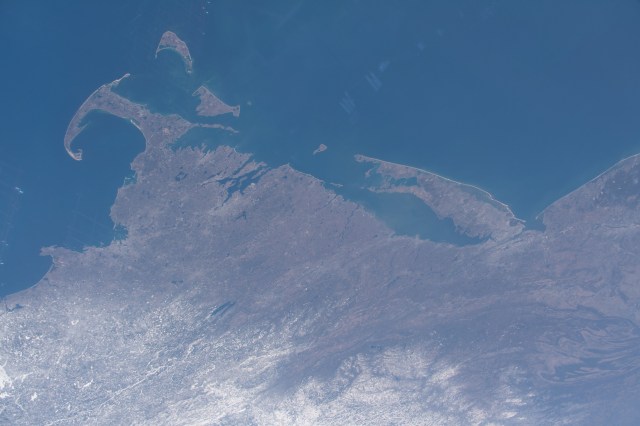 iss062e046805 (Feb. 22, 2020) --- This oblique view of the northeastern United States highlights the coasts (left to right) of Massachusetts, Rhode Island, Connecticut, New York and New Jersey. The International Space Station was orbiting 265 miles above the Atlantic Ocean when this photograph was taken by an Expedition 62 crewmember.