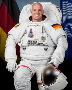 Official portrait of European Space Agency astronaut Alexander Gerst in an Extravehicular Mobility Unit (EMU) spacesuit. Photo credit: NASA