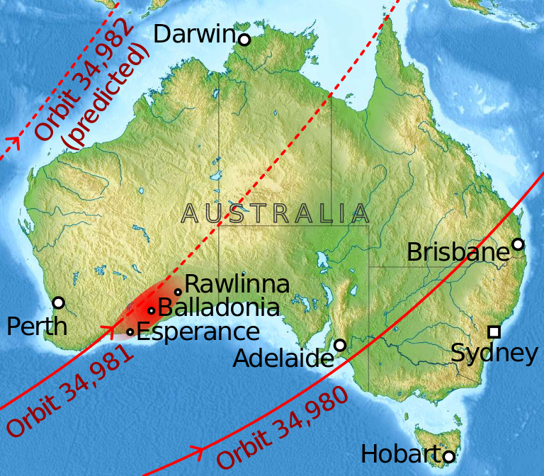 Track of Skylab’s reentry over Australia