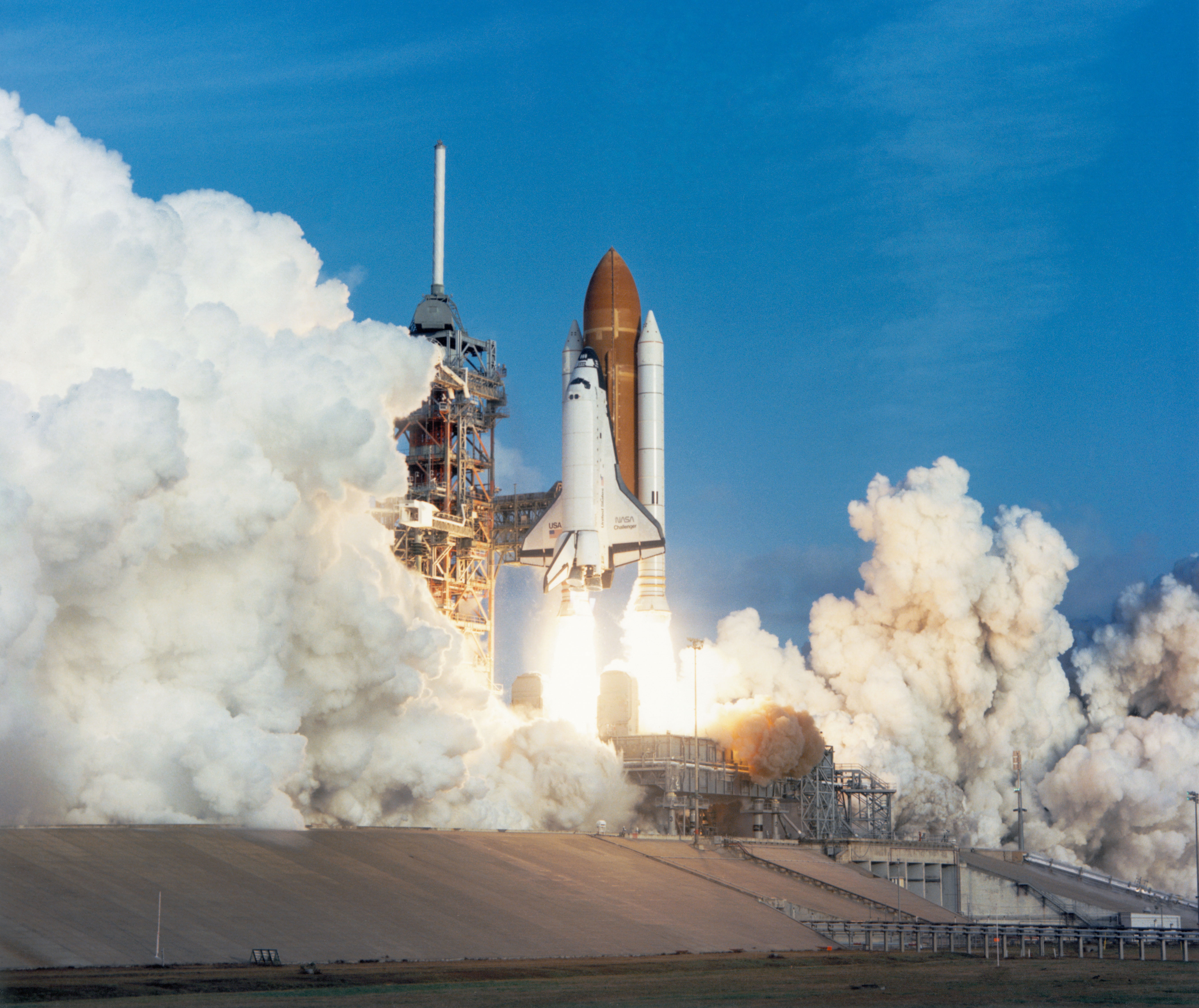 Liftoff of space shuttle Challenger on the STS-41B mission