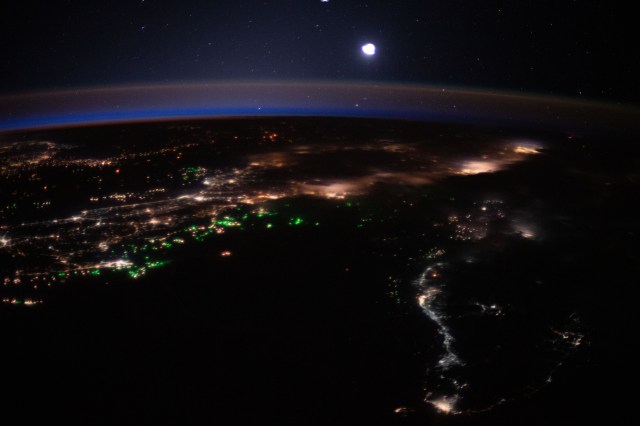iss062e104685 (March 21, 2020) --- The International Space Station was orbiting 262 miles above the Bay of Bengal when an Expedition 62 captured this photograph of city lights and boat lights in Malaysia and Indonesia.