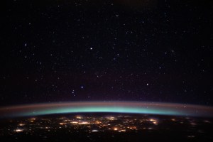 iss062e103874 (March 20, 2020) --- The city lights at the intersection of Europe and Asia sparkle underneath an atmospheric glow and a starry night sky as the International Space Station orbited 262 miles above into an orbital sunset.
