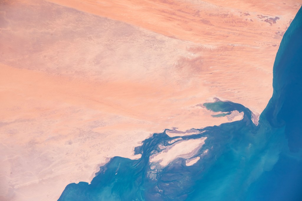 iss062e082367 (March 6, 2020) --- The coast of Mauritania on the Atlantic Ocean is pictured as the International Space Station orbited above the African nation.