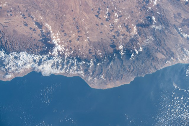 iss062e103508 (March 20, 2020) --- The coast of Somalia on the Gulf of Aden is pictured as the International Space Station orbited 258 miles above the African continent.