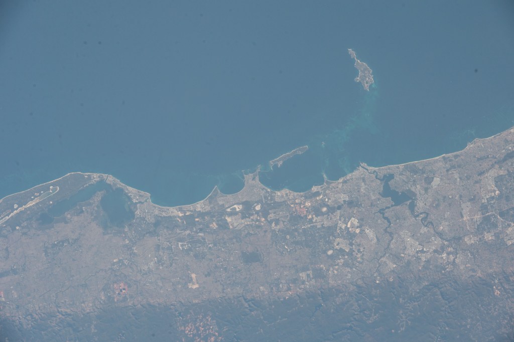 The city of Perth, Garden Island and Rottnest Island are pictured as the International Space Station began an orbital pass across the coast of Western Australia.