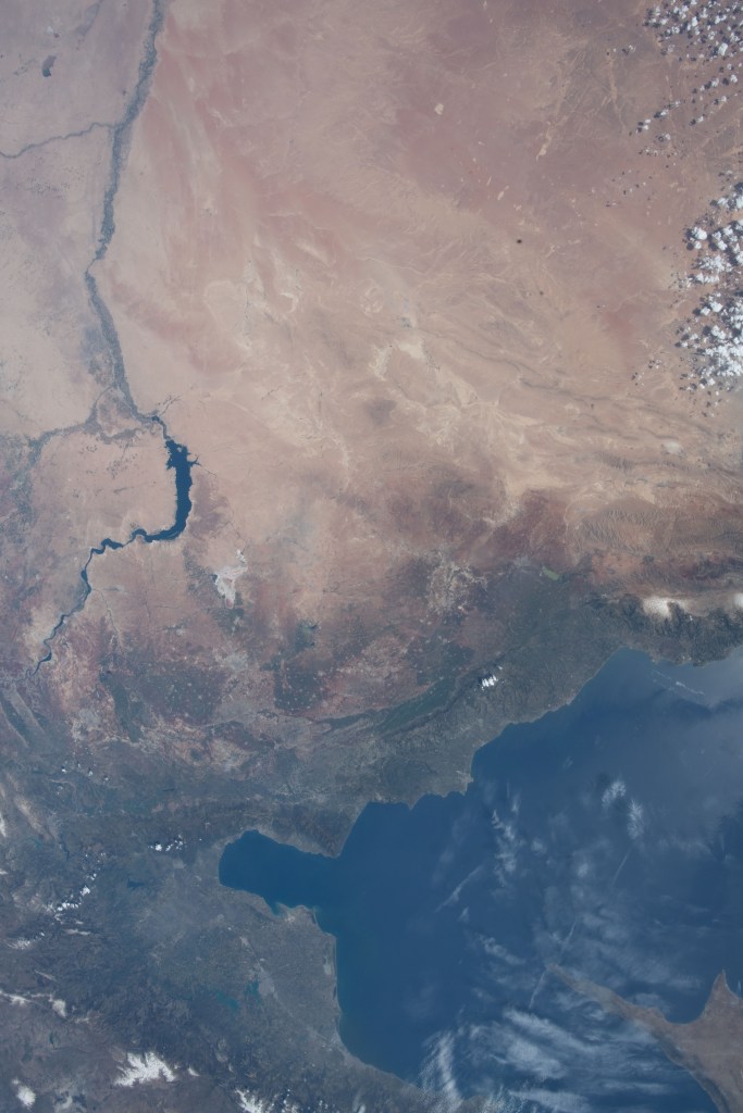 The eastern-most portion of the Mediterranean Sea and portions of the countries of Turkey, Syria and Lebanon was photographed from the International Space Station by an Expedition 55 crew member.