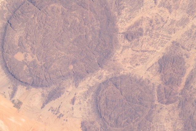 iss062e061341 (Feb. 27, 2020) --- The near-circular massifs of the Aïr Mountains within the Sahara Desert were pictured from the International Space Station as it orbited 263 miles above Niger.