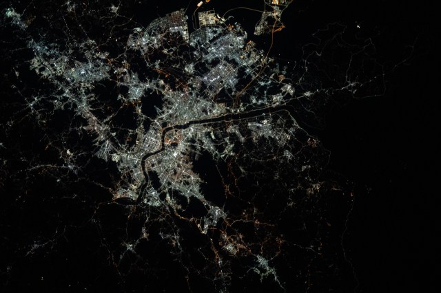 iss062e082060 (March 5, 2020) --- The night lights of Seoul, South Korea, and surrounding cities are pictured from the International Space Station as it orbited 261 miles above the Korean peninsula.