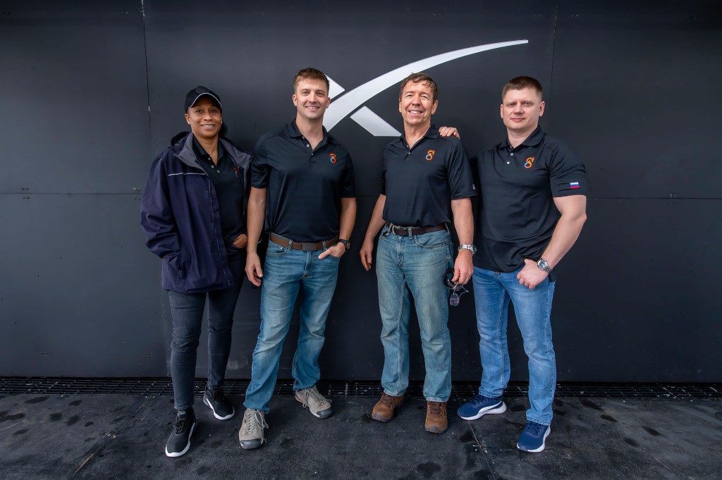 (Left to right) NASA Astronauts Jeanette Epps, Matthew Dominick, Michael Barrett, and Roscosmos Cosmonaut Alexander Grebenkin pose for a group photo at NASA’s Kennedy Space Center in Florida. They make up NASA’s SpaceX Crew-8 mission, launching to the International Space Station in February 2024. Credit: SpaceX