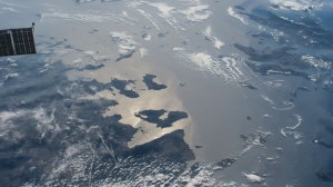 The International Space Station was orbiting 256 miles above the Aegean Sea when this photograph was taken. At left, is the Turkish coast and at upper right, are the southern islands of Greece.