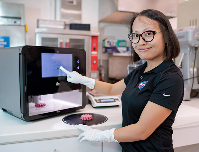 Center Chief Technologist Office - FY19 CIF IRAD Principal Investigators - 3D Printed Prototypes to Enhance the Space Food Program with Xulie Wu. Photo Date: October 4, 2019. Location: Building 17, Food Lab. Photographer: Robert Markowitz