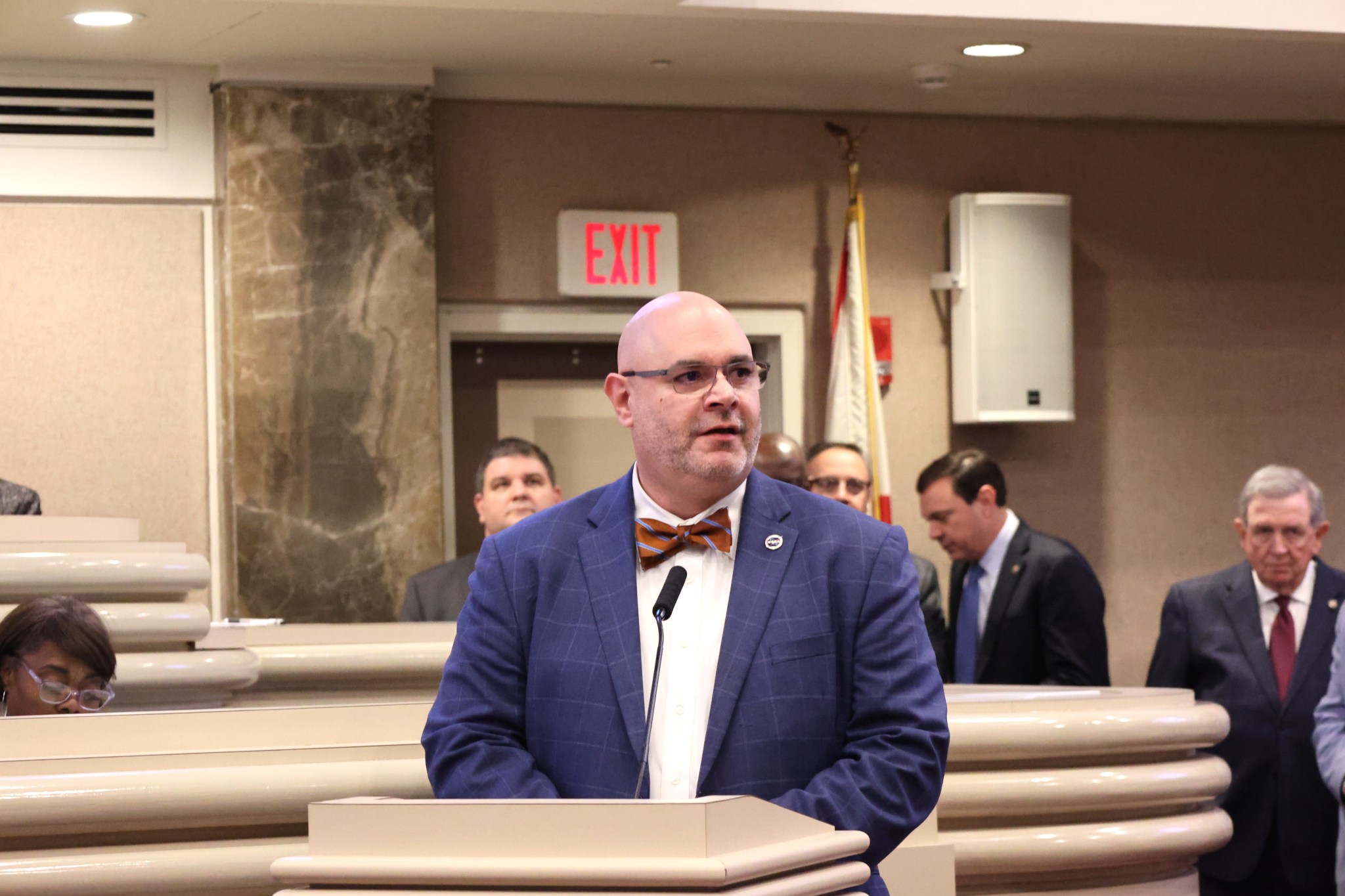 Joseph Pelfrey, director of NASA’s Marshall Space Flight Center, speaks inside the House Chamber of the Alabama State House during Alabama Space Day in Montgomery on March 5.
