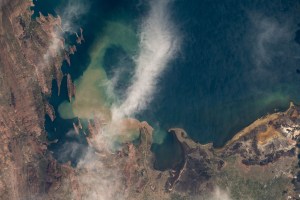 iss070e100460 (Feb. 19, 2024) -- The northeastern shoreline of Lake Titicaca, the highest lake in the world, was pictured from the International Space Station as it orbited 261 miles above Peru.