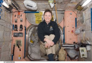 Inside the Unity node, NASA astronaut Tracy Caldwell Dyson, Expedition 23 flight engineer, goes through some acrobatics that would be impossible in Earth gravity. Credit: NASA
