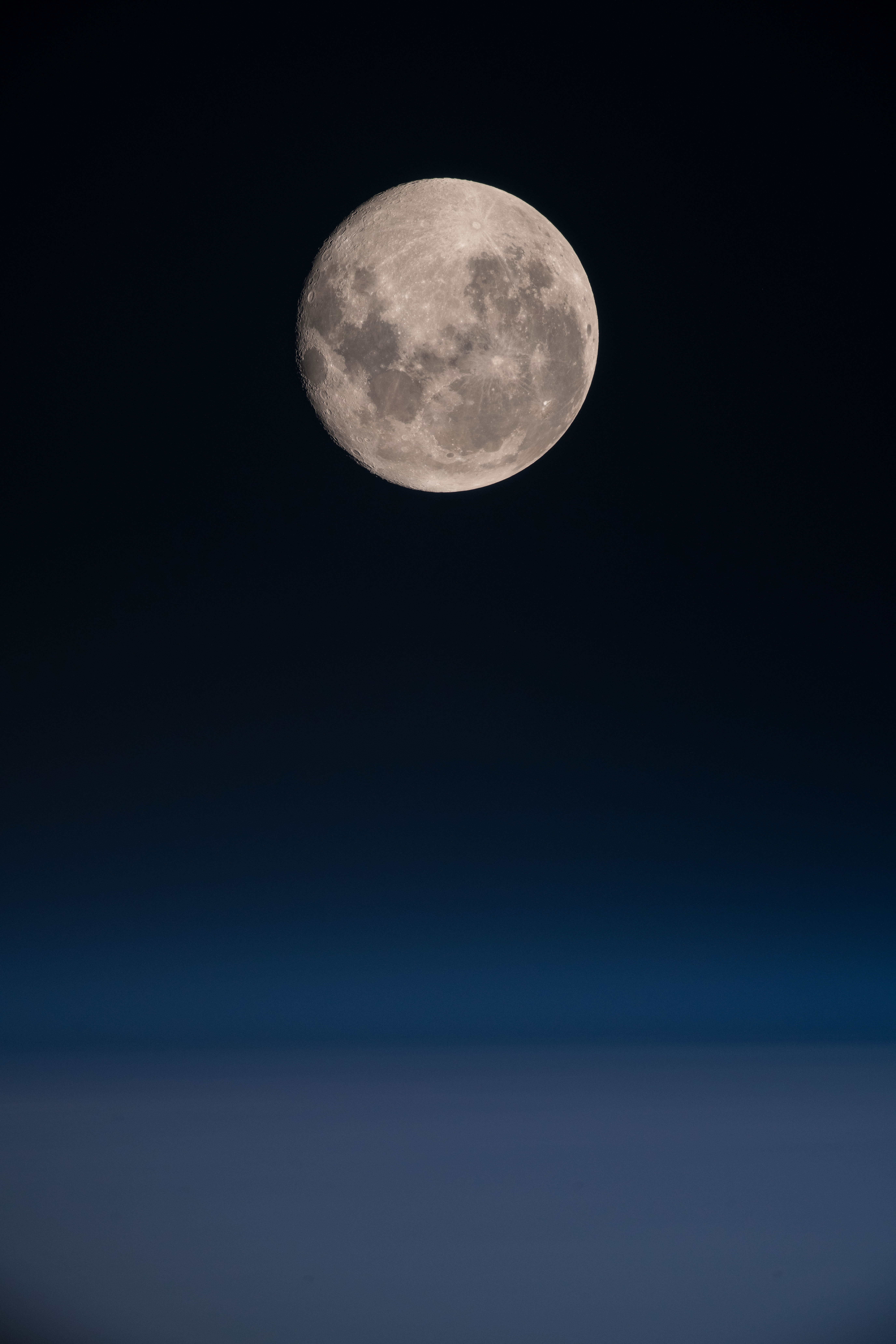 iss060e013471 (July 18, 2019) --- A full Moon is pictured from the International Space Station as the orbiting complex flew 270 miles above the South Pacific Ocean off the coast of South America.