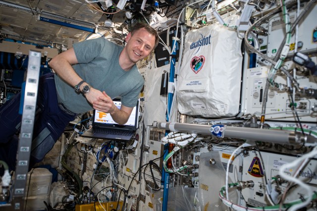 iss060e019633 (7/29/2019) --- NASA astronaut Nick Hague with the BioFabrication Facility (BFF) aboard the International space Station (ISS).