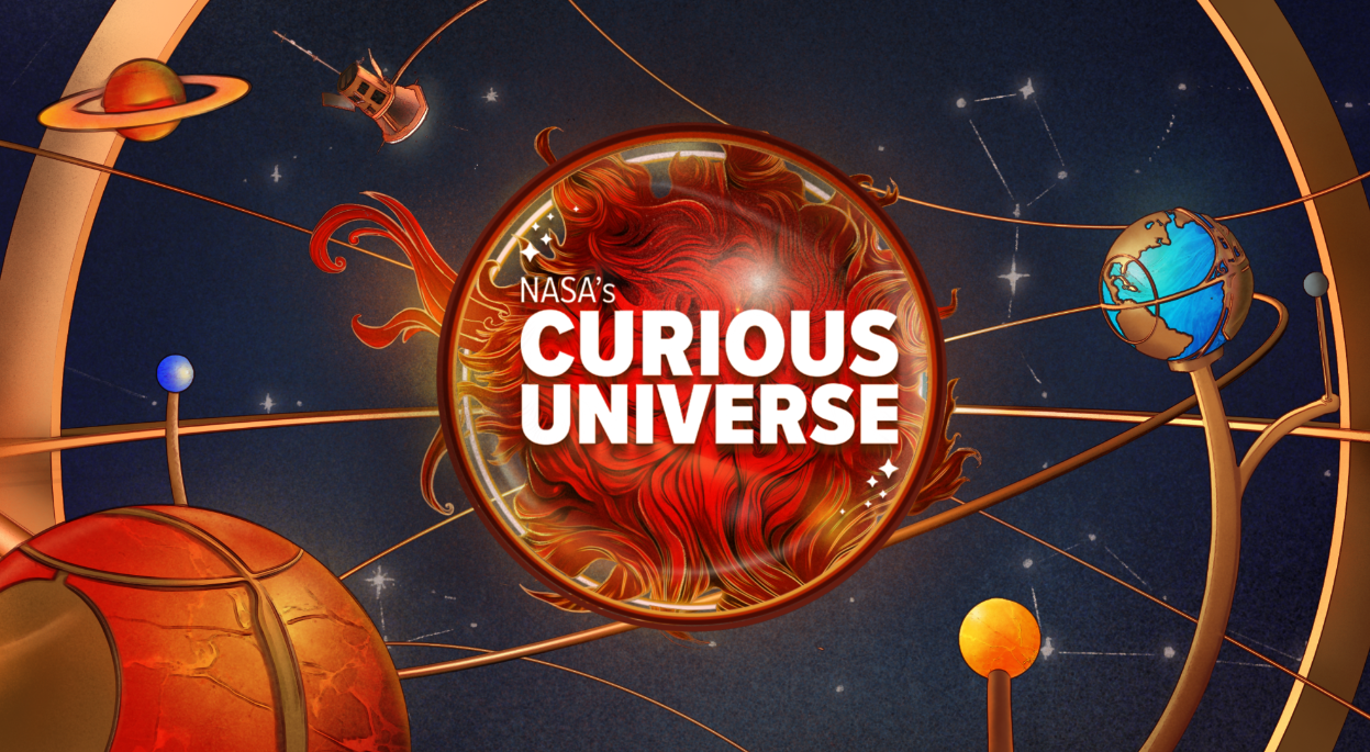 The cover art display for the NASA's Curious Universe podcast.