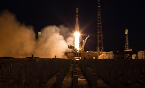 The Soyuz MS-05 rocket is launched with Expedition 52 flight engineer Sergei Ryazanskiy of Roscosmos, flight engineer Randy Bresnik of NASA, and flight engineer Paolo Nespoli of ESA (European Space Agency), Friday, July 28, 2017 at the Baikonur Cosmodrome in Kazakhstan. Ryazanskiy, Bresnik, and Nespoli will spend the next four and a half months living and working aboard the International Space Station.
