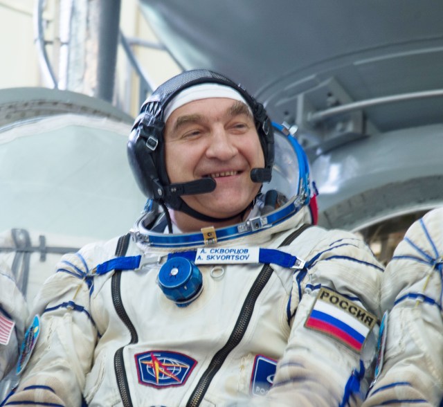 jsc2019e035394 (June 27, 2019) --- At the Gagarin Cosmonaut Training Center in Star City, Russia, Expedition 60 crewmember Alexander Skvortsov smiles in response to a reporter’s question June 27 during the final day of crew qualification exams. Skvortsov, Drew Morgan of NASA and Luca Parmitano of the European Space Agency will launch on July 20 from the Baikonur Cosmodrome in Kazakhstan on the Soyuz MS-13 spacecraft for a mission to the International Space Station...NASA/Beth Weissinger