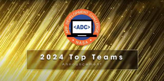 The logo for the App Development Challenge, placed atop a bright golden background with lines, and the text "2024 Top Teams Announcement" underneath.