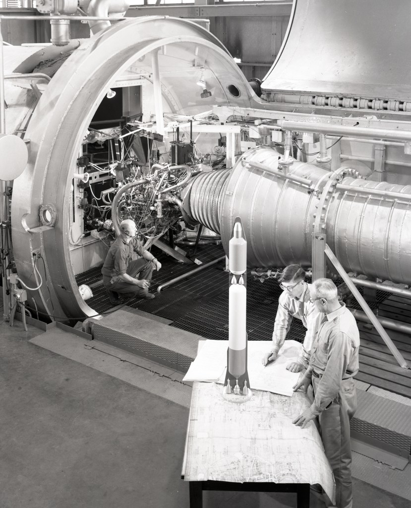 Men besides test chamber.