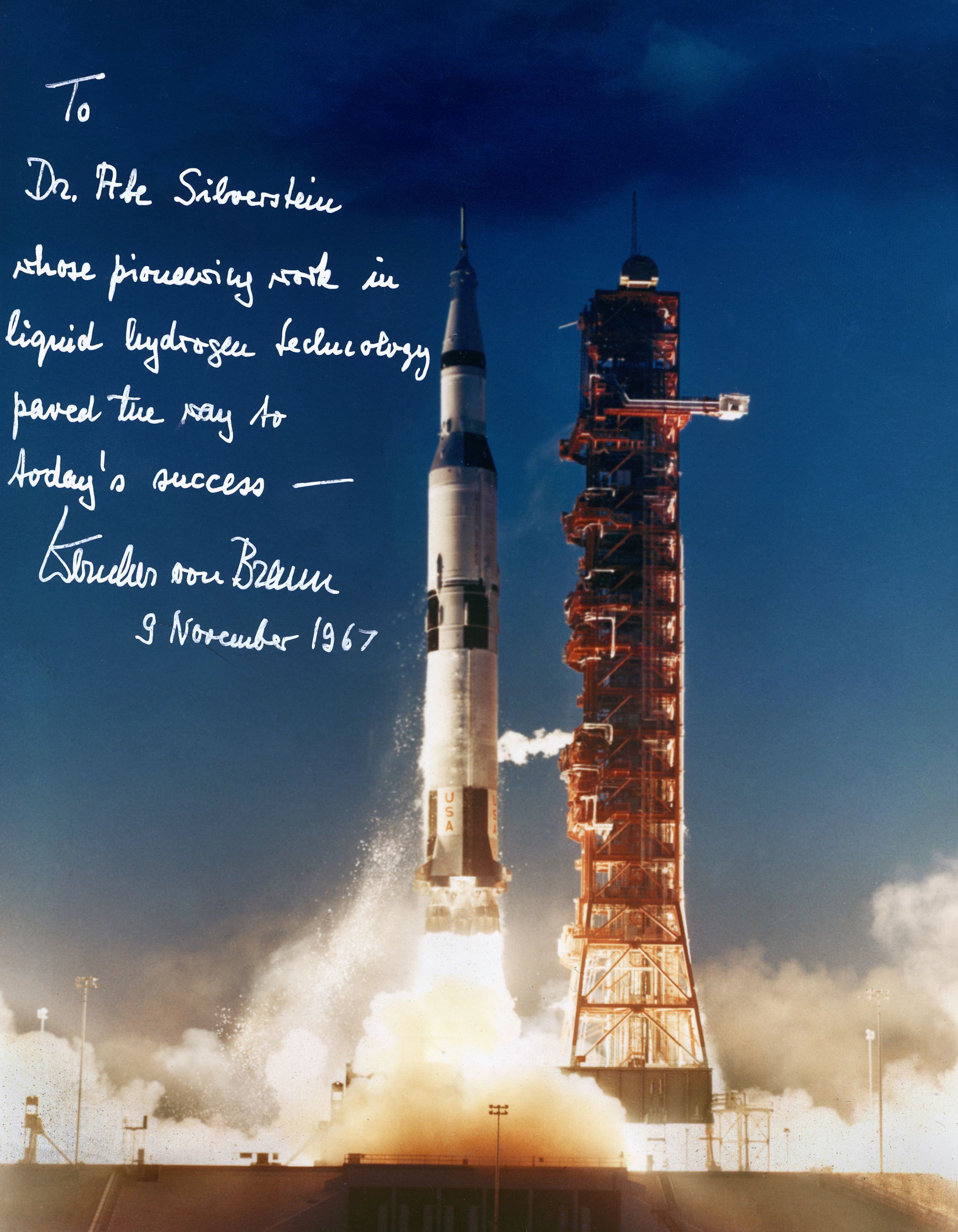 Saturn rocket launch.
