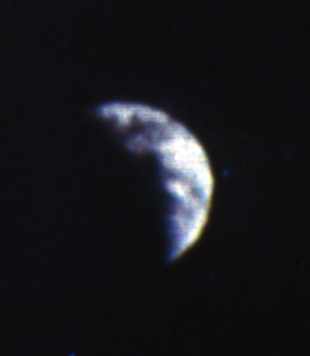 The first color image of Earth taken from the surface of the Moon by Surveyor 3 in 1967