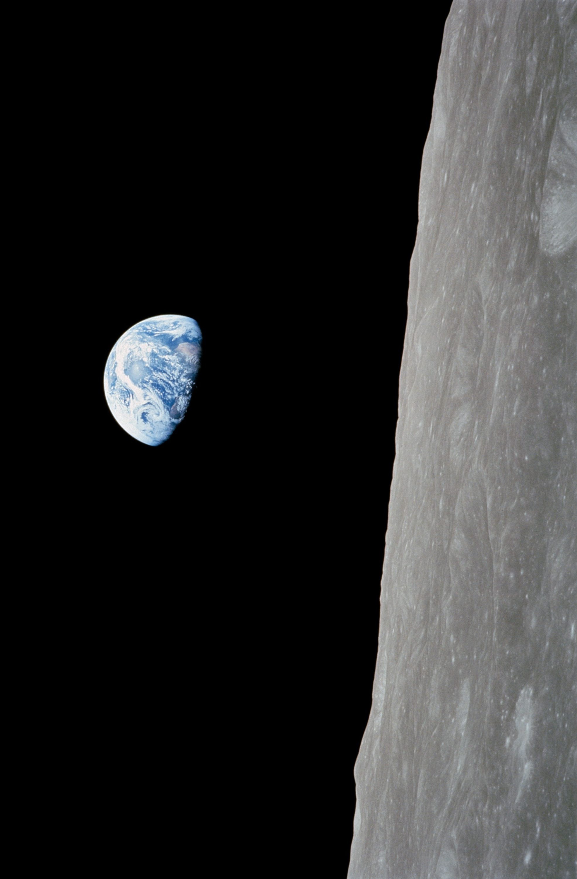 The famous Earthrise photograph taken during the Apollo 8 crew’s first orbit around the Moon in 1968