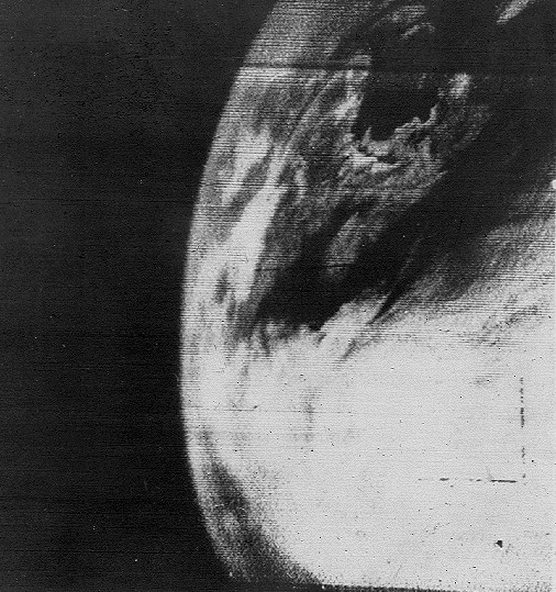 The first television image of Earth, transmitted by the TIROS-1 weather satellite in 1960