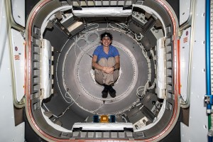 Expedition 70 Flight Engineer and NASA astronaut Jasmin Moghbeli is photographed inside the NanoRacks Bishop airlock. Bishop can be uninstalled from its home on the Tranquility module for portable operations. It can also be used to stow cargo and extract or install payloads.