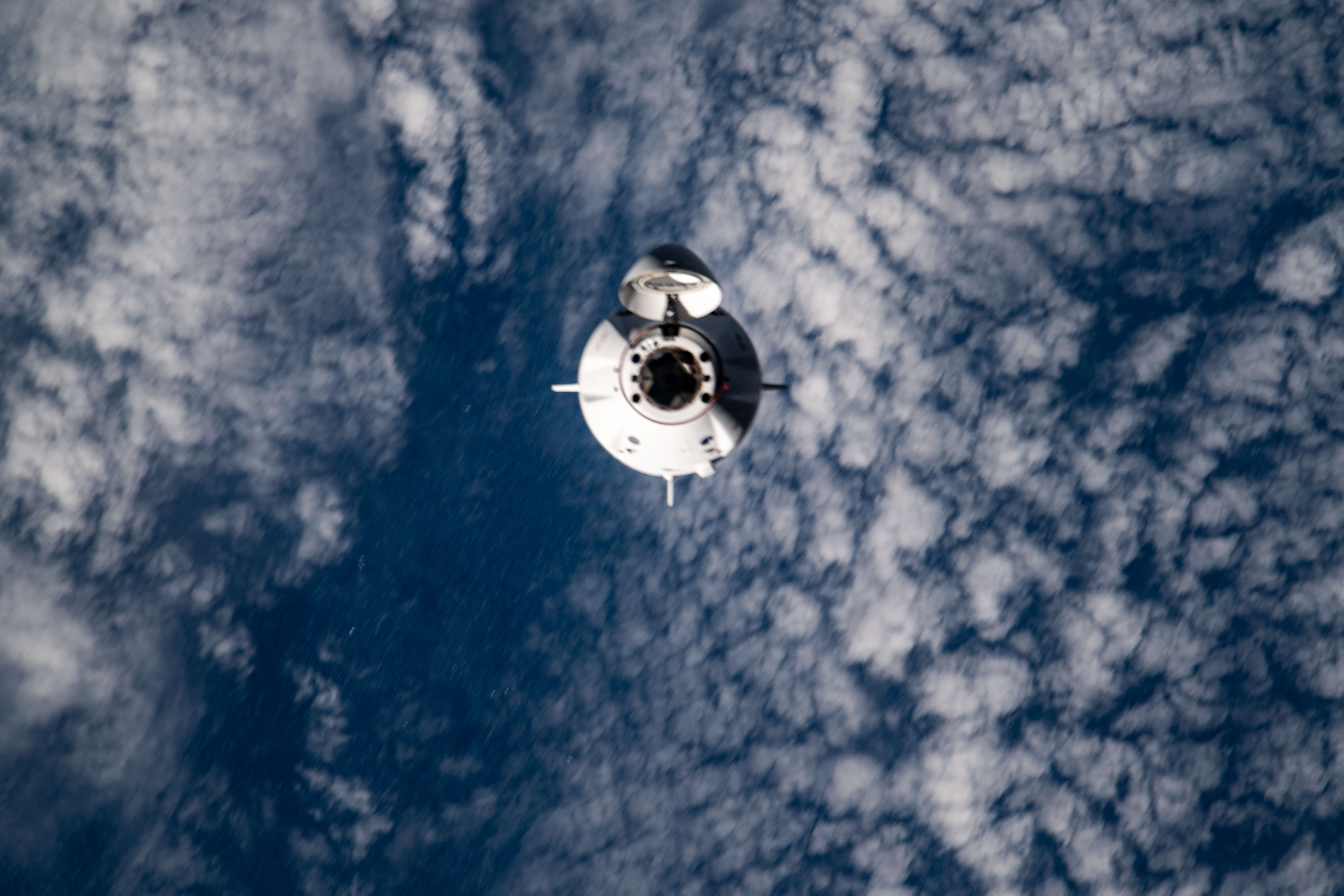 The SpaceX Dragon "Endeavour" spacecraft carrying four SpaceX Crew-8 members is pictured approaching the International Space Station while orbiting 269 miles above the Indian Ocean southwest of Australia.