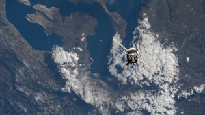 The Soyuz MS-25 crew ship carrying NASA astronaut Tracy C. Dyson, Roscosmos cosmonaut Oleg Novitskiy, and Belarus spaceflight participant Marina Vasilevskaya approaches the International Space Station 262 miles above the Croatian coast on the Adriatic Sea.
