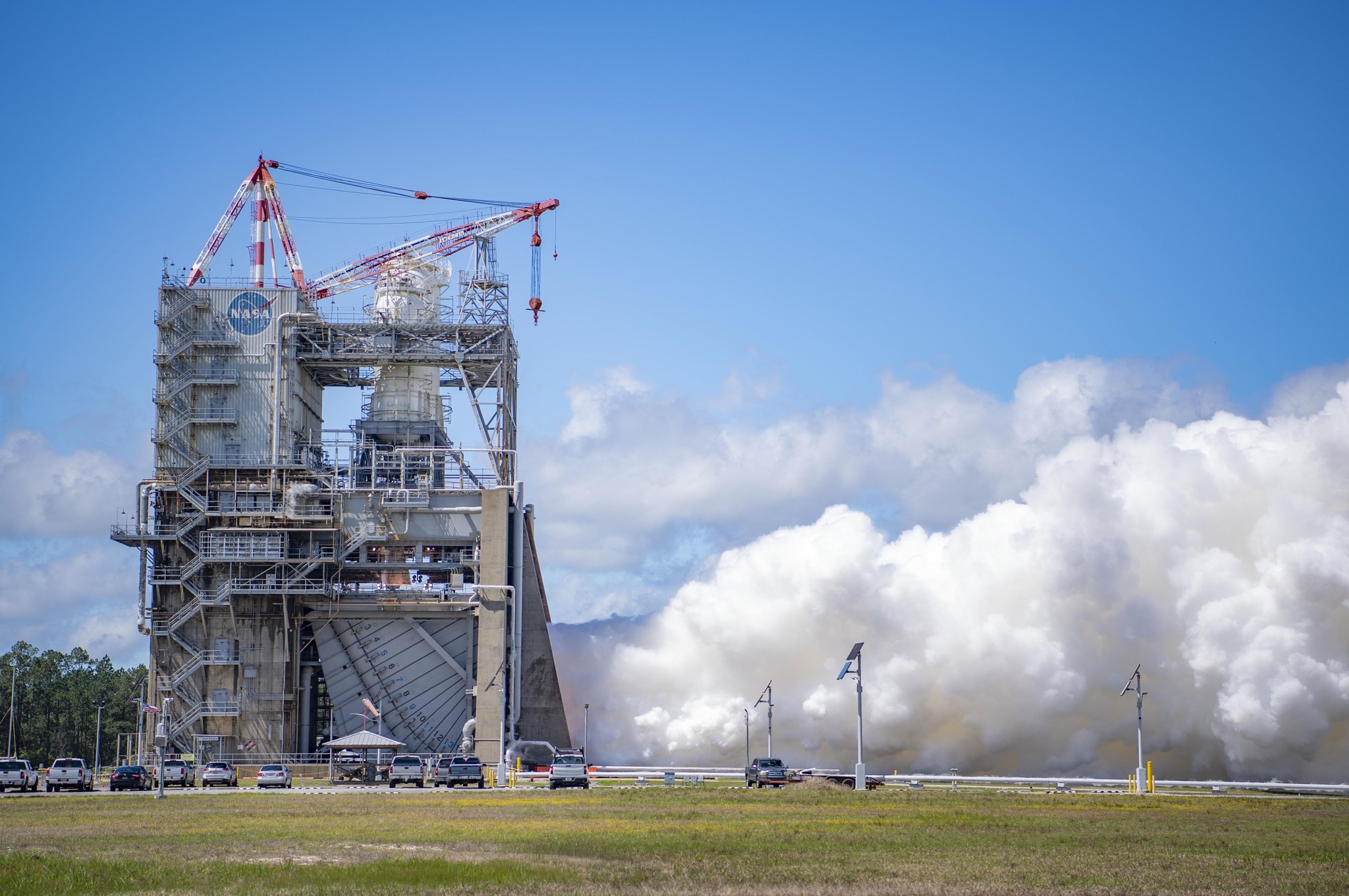 a view of the Fred Haise Test Stand during a hot fire