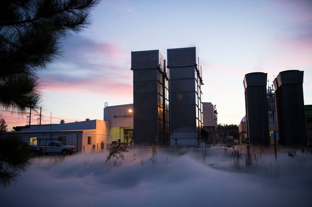 dense fog covers the ground at the High Pressure Gas Facility
