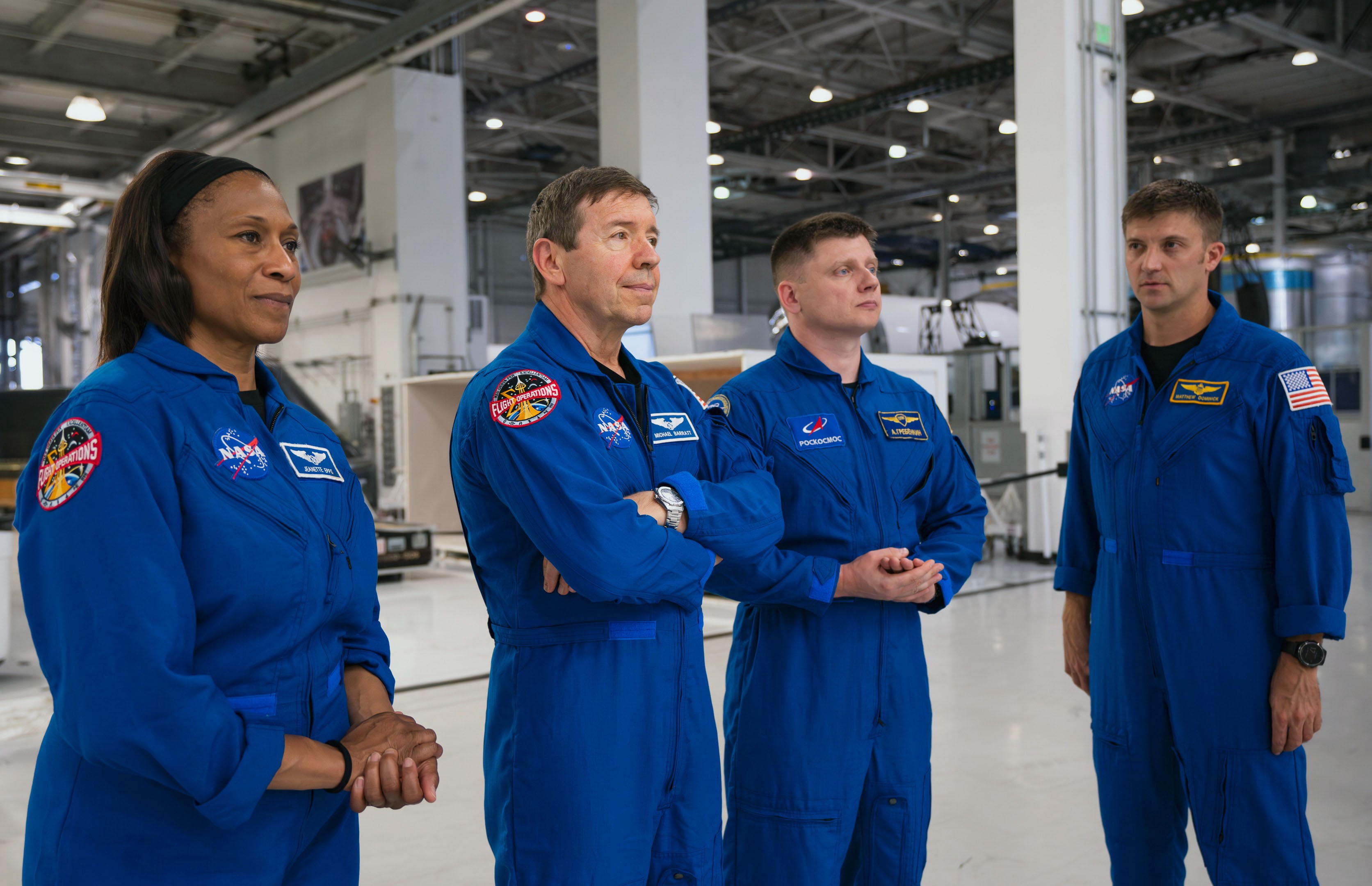 NASA astronaut Jeanette J. Epps, left, and her Crew 7 crew mates during training