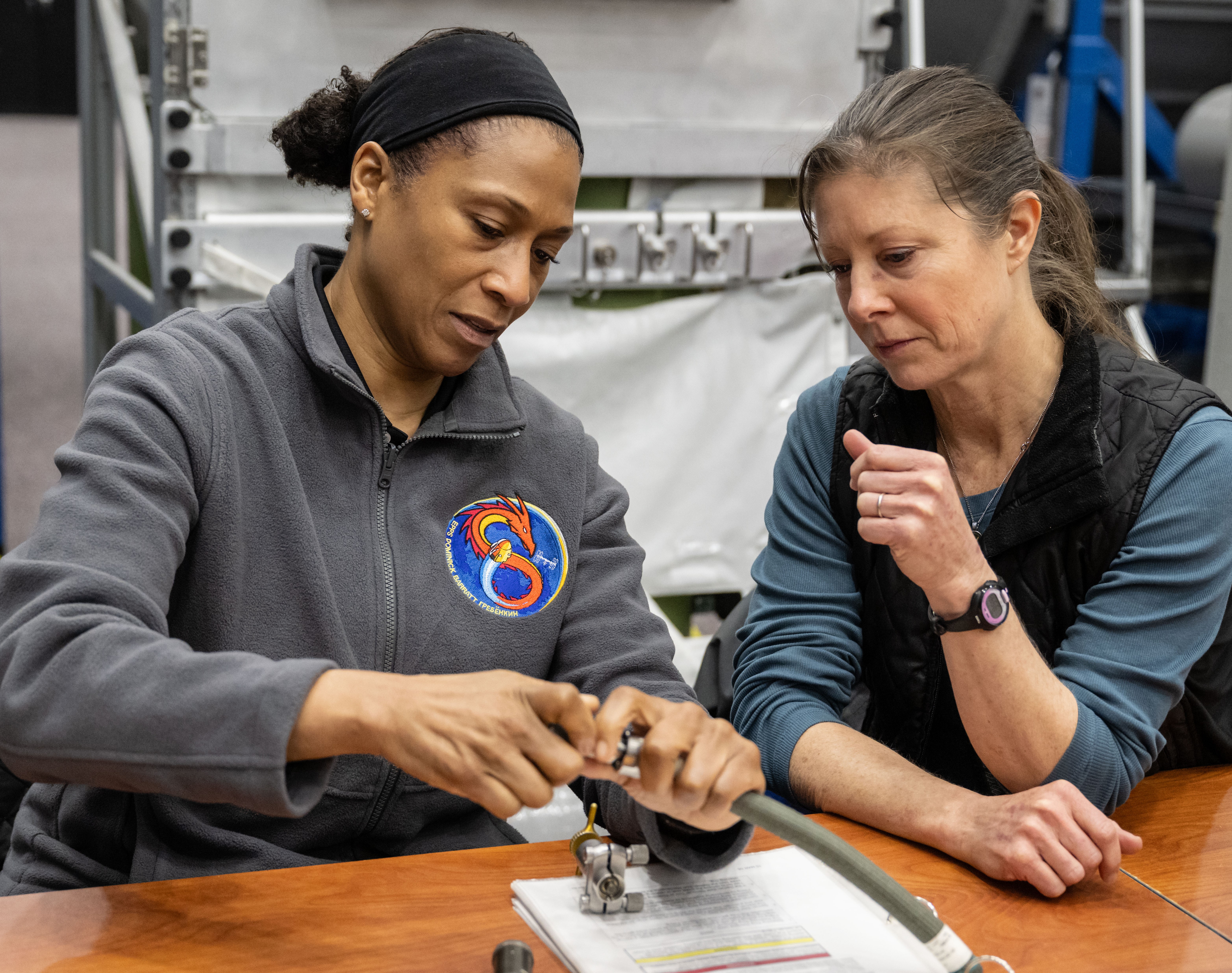 Epps, left, and Dyson during preflight training for Expedition 71.