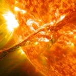 This coronal mass ejection, captured by NASA’s Solar Dynamics Observatory, erupted on the Sun Aug. 31, 2012, traveling over 900 miles per second and sending radiation deep into space. Earth’s magnetic field shields it from radiation produced by solar events like this one, while Mars lacks that kind of shielding.