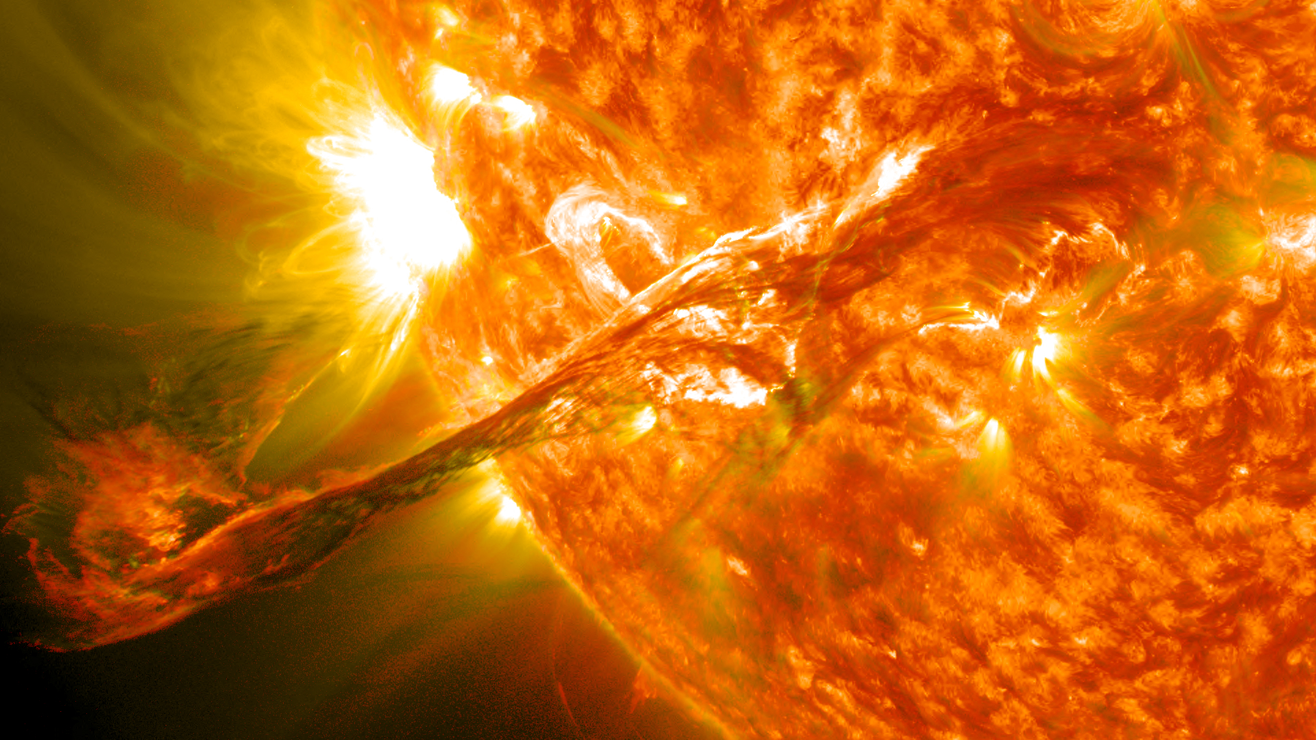 This coronal mass ejection, captured by NASA’s Solar Dynamics Observatory, erupted on the Sun Aug. 31, 2012, traveling over 900 miles per second and sending radiation deep into space. Earth’s magnetic field shields it from radiation produced by solar events like this one, while Mars lacks that kind of shielding.