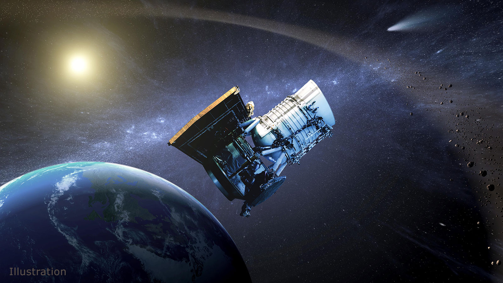 Artist's concept depicts the NEOWISE spacecraft