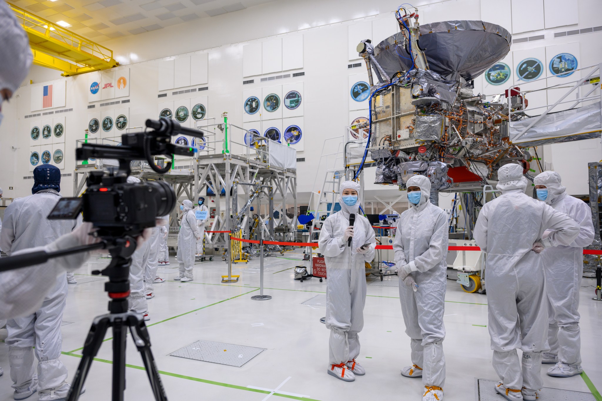 Members of the media visited a clean room at JPL April 11 to get a close-up look at NASA’s Europa Clipper spacecraft