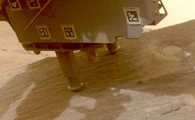This animation shows NASA’s Perseverance Mars rover collecting a sample from a rock the science team calls “Bunsen Peak” using a coring bit on the end of its robotic arm.