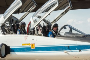 NASA astronauts Barry “Butch” Wilmore and Sunita “Suni” WIlliams, Boeing Crew Flight Test (CFT) Commander and Pilot respectively, sit inside a T-38 trainer jet at Ellington Field in Houston, Texas. Credit: NASA/Robert Markowitz