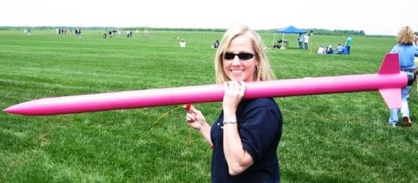 Edstrom displays her rocket at the Student Launch competition in 2006, where she earned a Level 1 certification. “Leading Student Launch, I wanted to learn what the student teams were doing as part of the challenge,” she said. “My rocket was nowhere near as sophisticated as theirs, but at least I got the basics.”