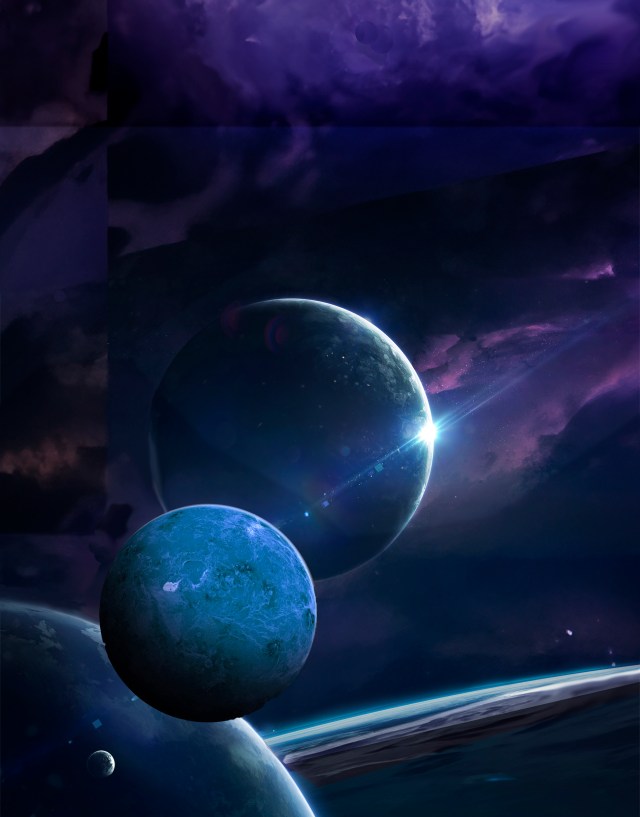 Science fiction space wallpaper, incredibly beautiful planets, galaxies, dark and cold beauty of endless universe